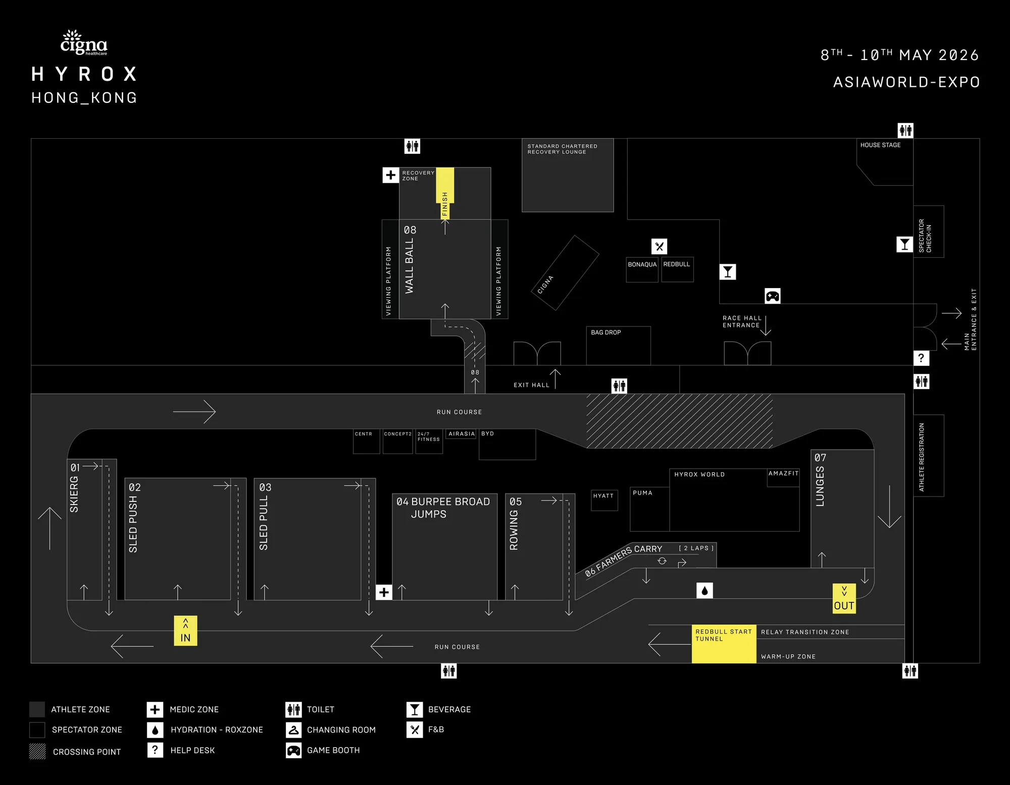 Course map for HYROX Hong Kong 2026
